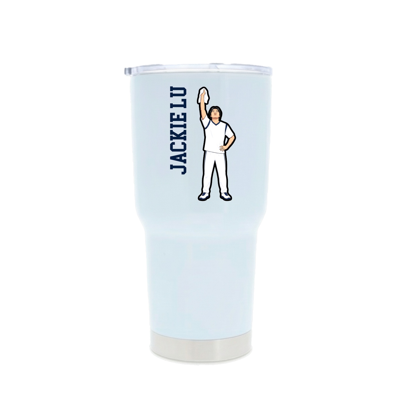 30oz Stainless Steel Tumbler — Name Vertical in White
