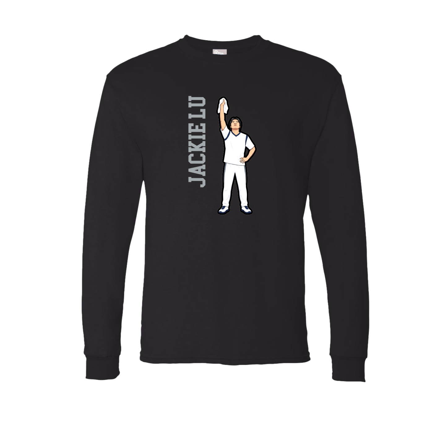 Long Sleeve Tee — Name Vertical in Black