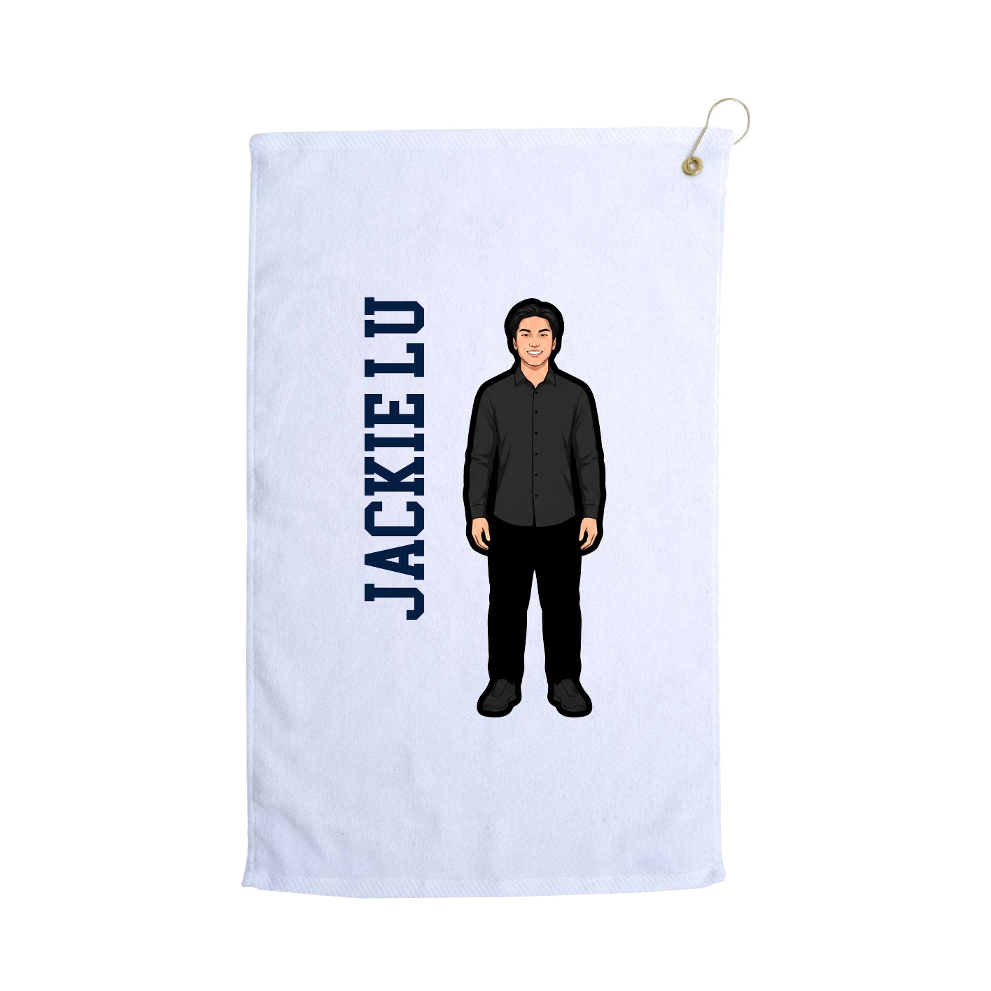 Golf Towel — Name Vertical in White