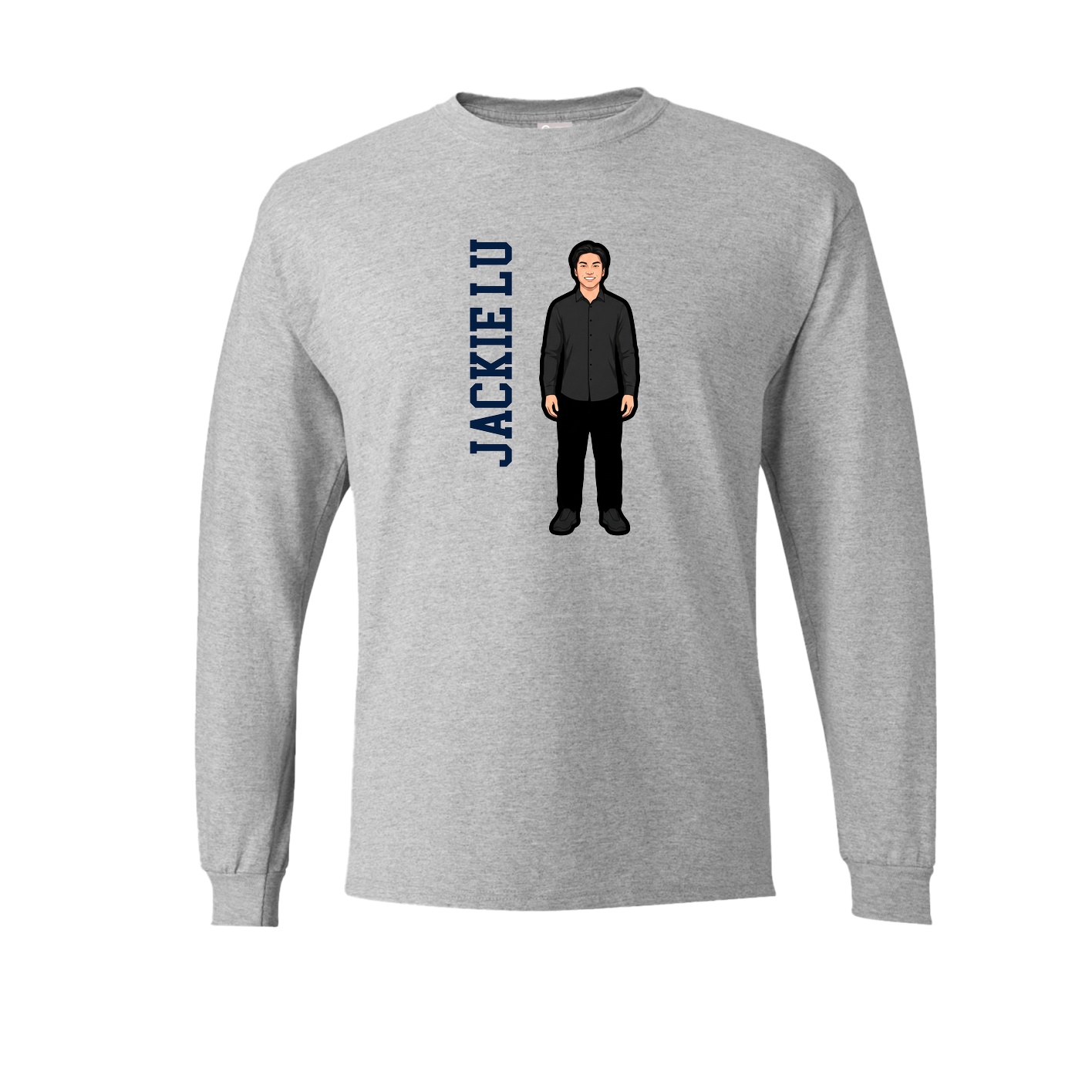 Long Sleeve Tee — Name Vertical in Grey