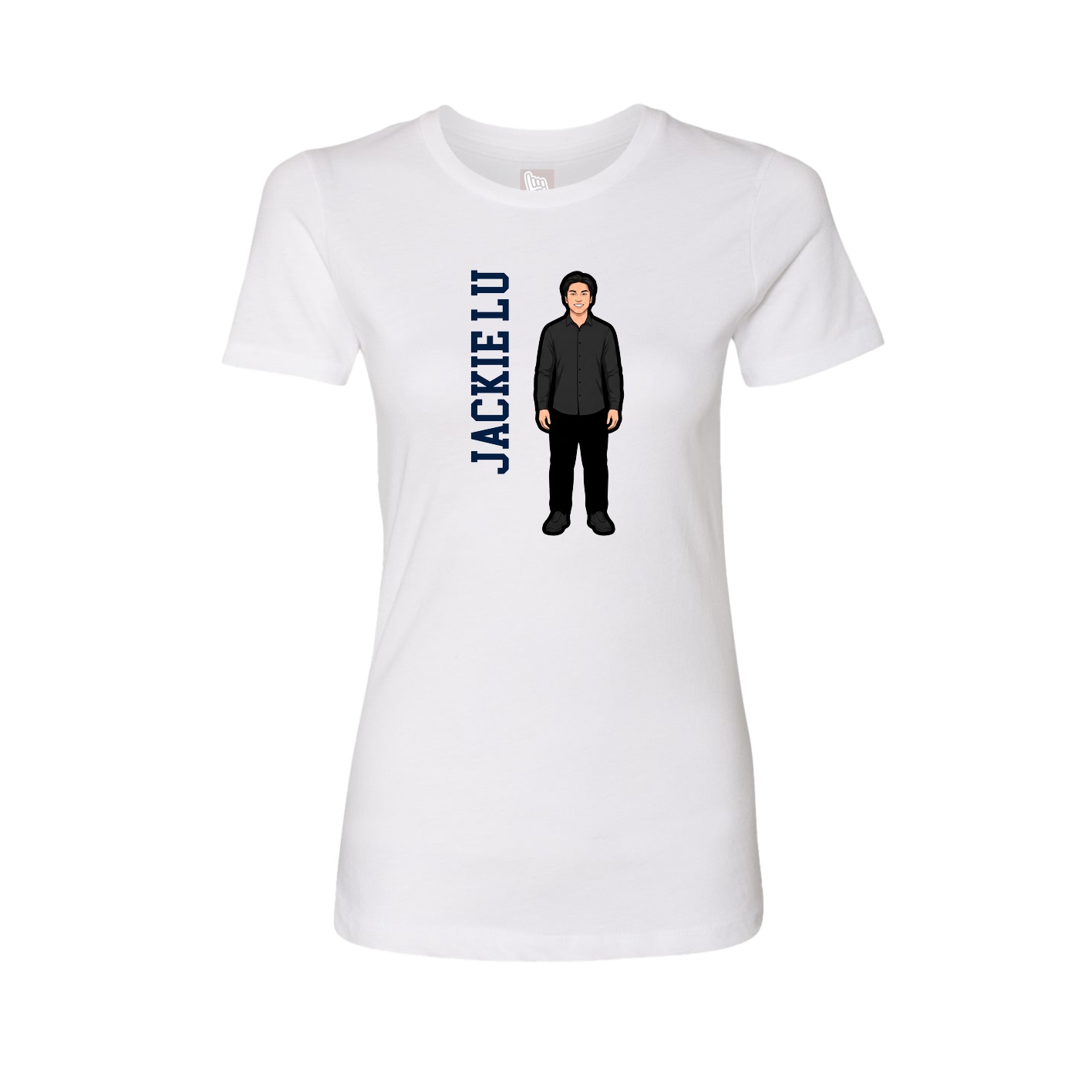 Womens Tee — Name Vertical in White