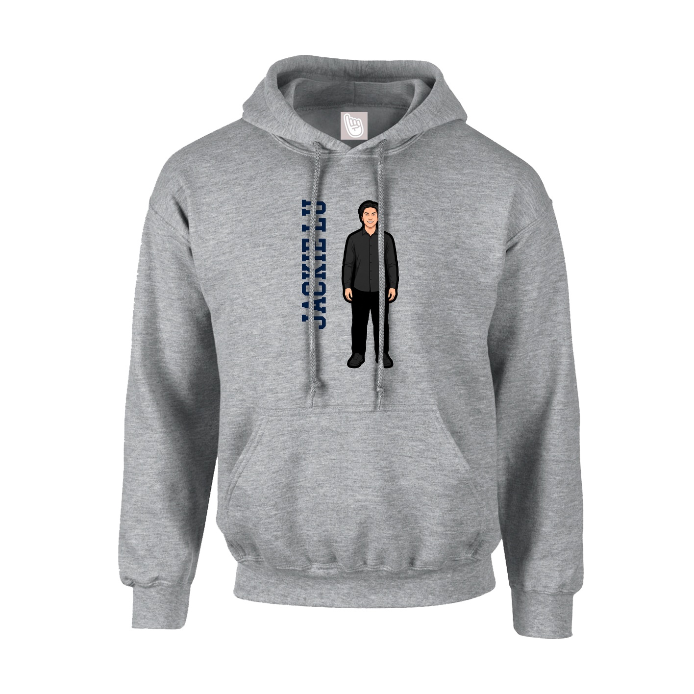 Youth Hoodie — Name Vertical in Grey