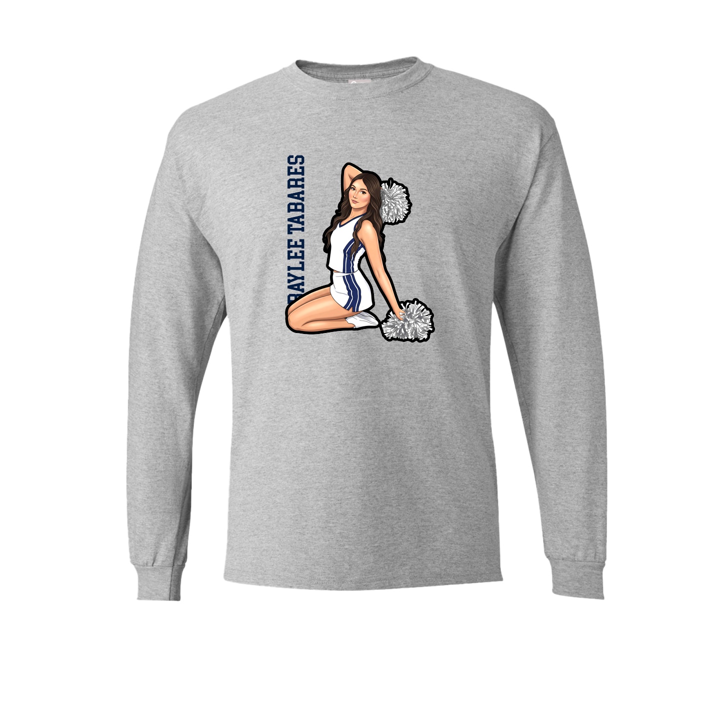 Long Sleeve Tee — Name Vertical in Grey
