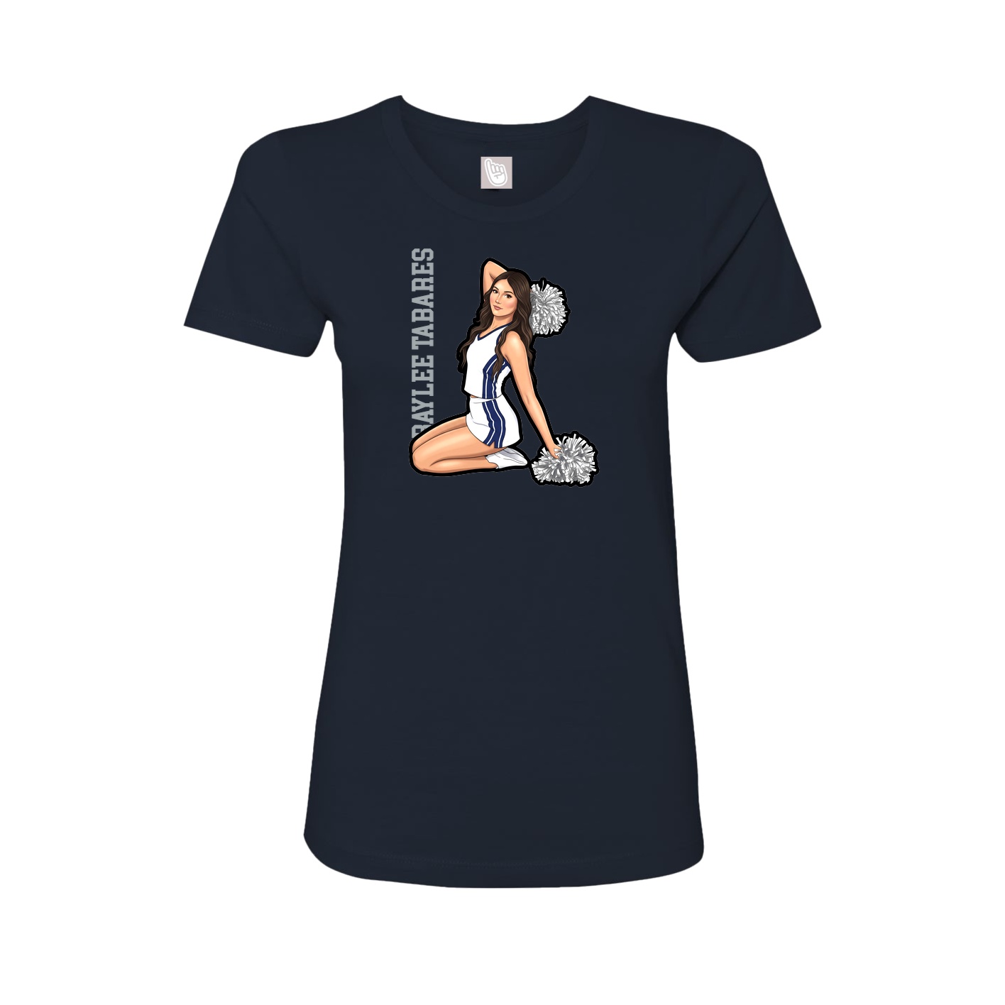 Fitted Women's Tee — Name Vertical in Navy