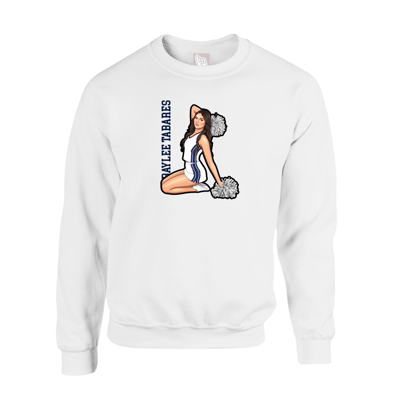 Fleece Crew — Name Vertical in White