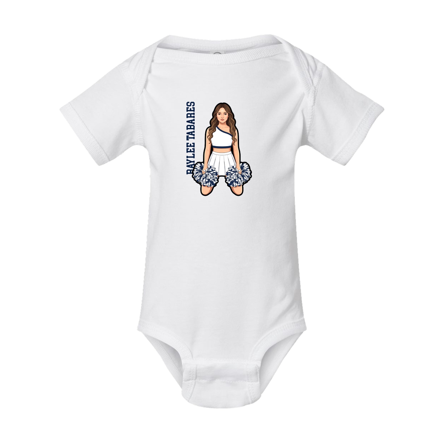 Baby Onesie — Name Vertical in White