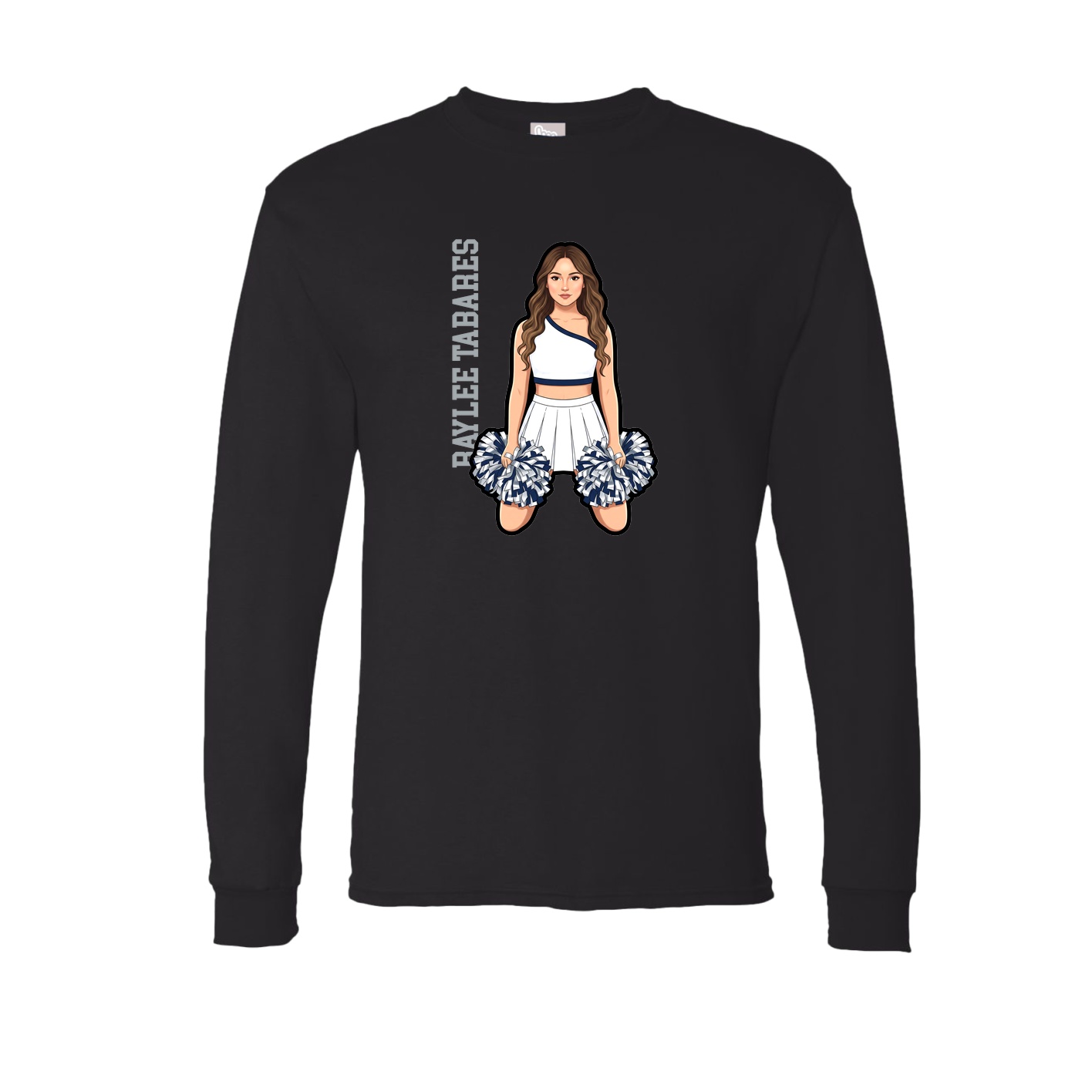 Long Sleeve Tee — Name Vertical in Black