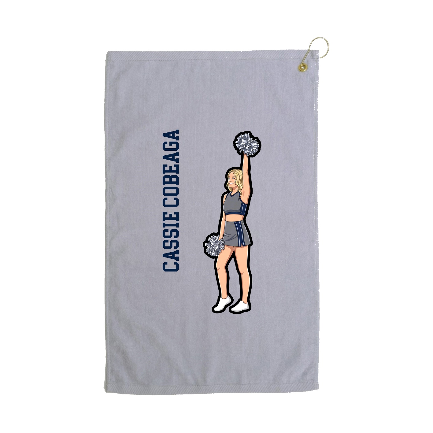Golf Towel — Name Vertical in Grey