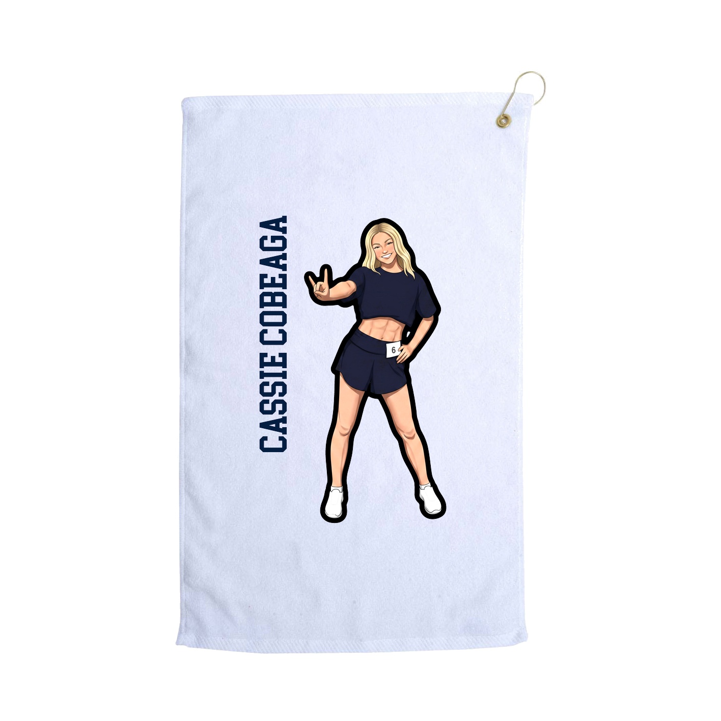 Golf Towel — Name Vertical in White