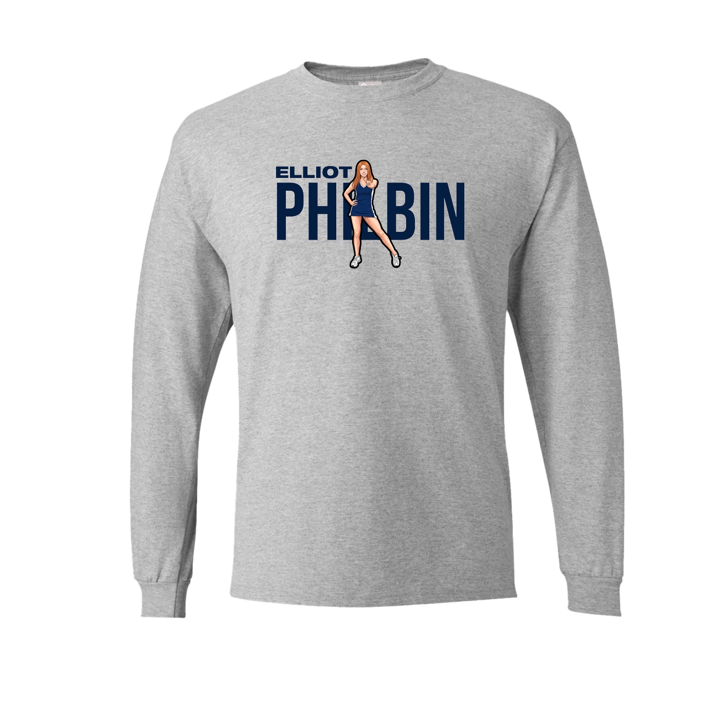 Long Sleeve Tee — Player Name in Grey