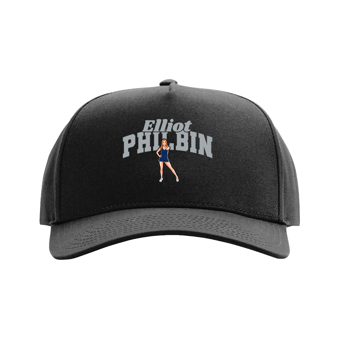 Full Fabric Five-Panel Champ Cap — Signature Arch in Black