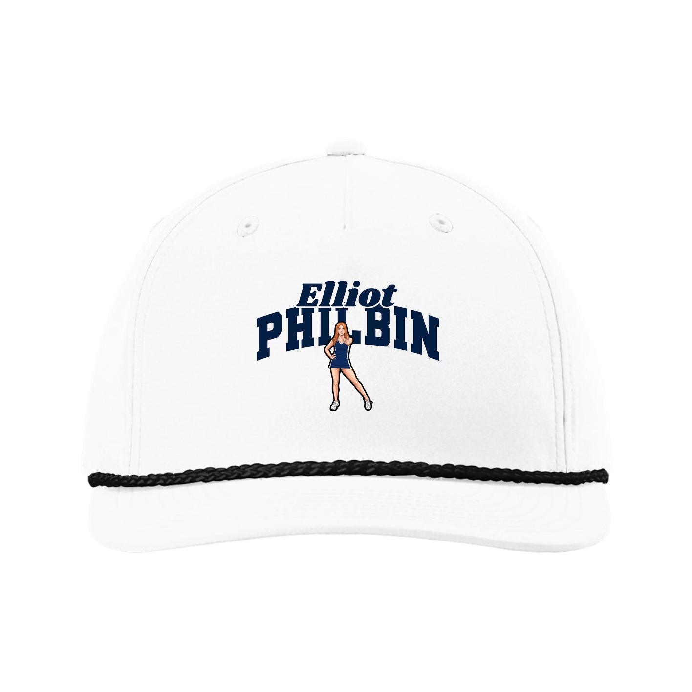 Five-Panel Classic Rope Cap — Signature Arch in White