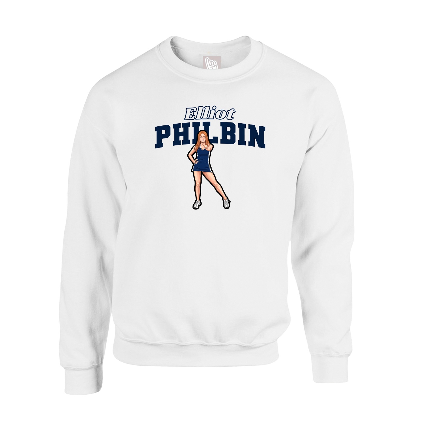 Fleece Crew — Name Arch in White