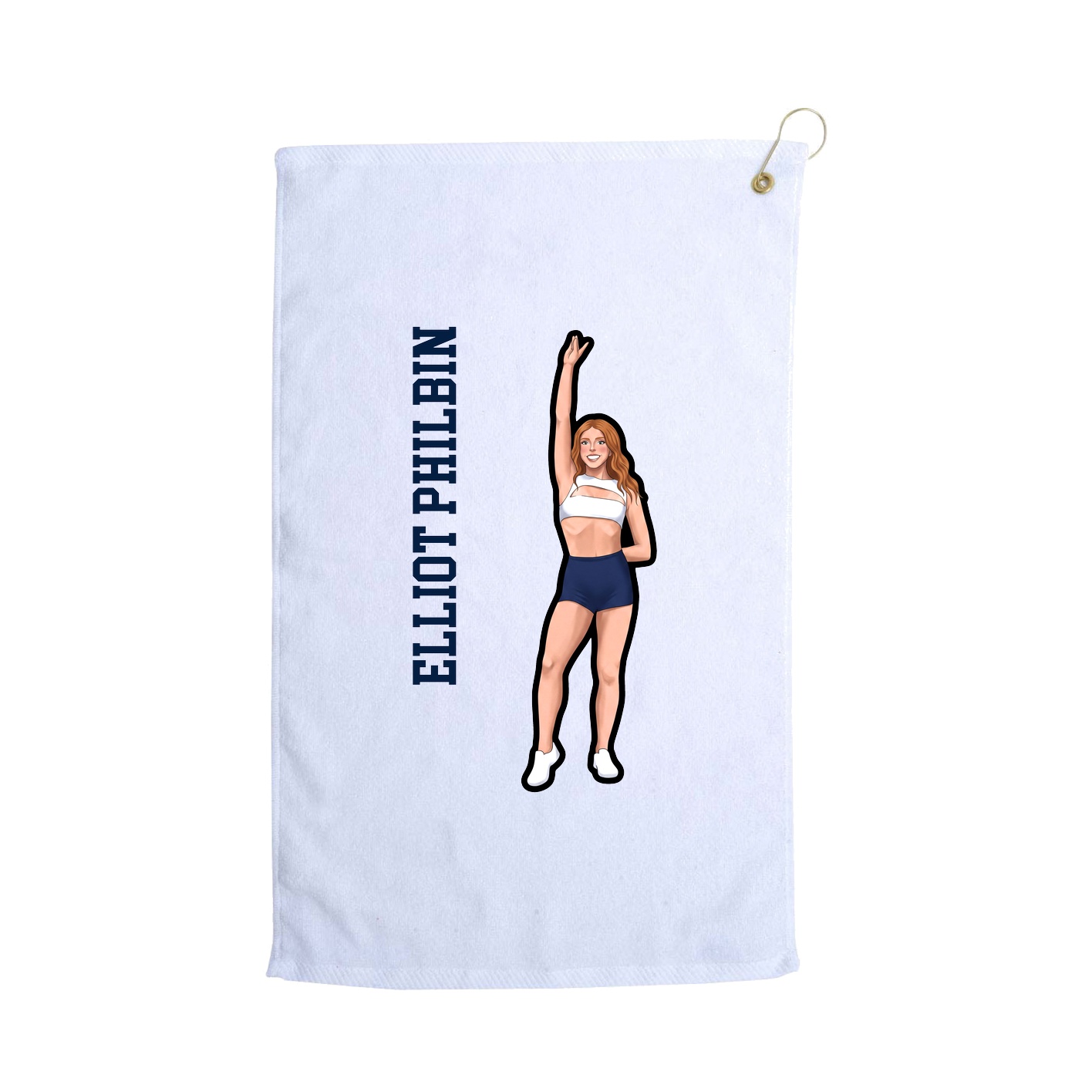 Golf Towel — Name Vertical in White