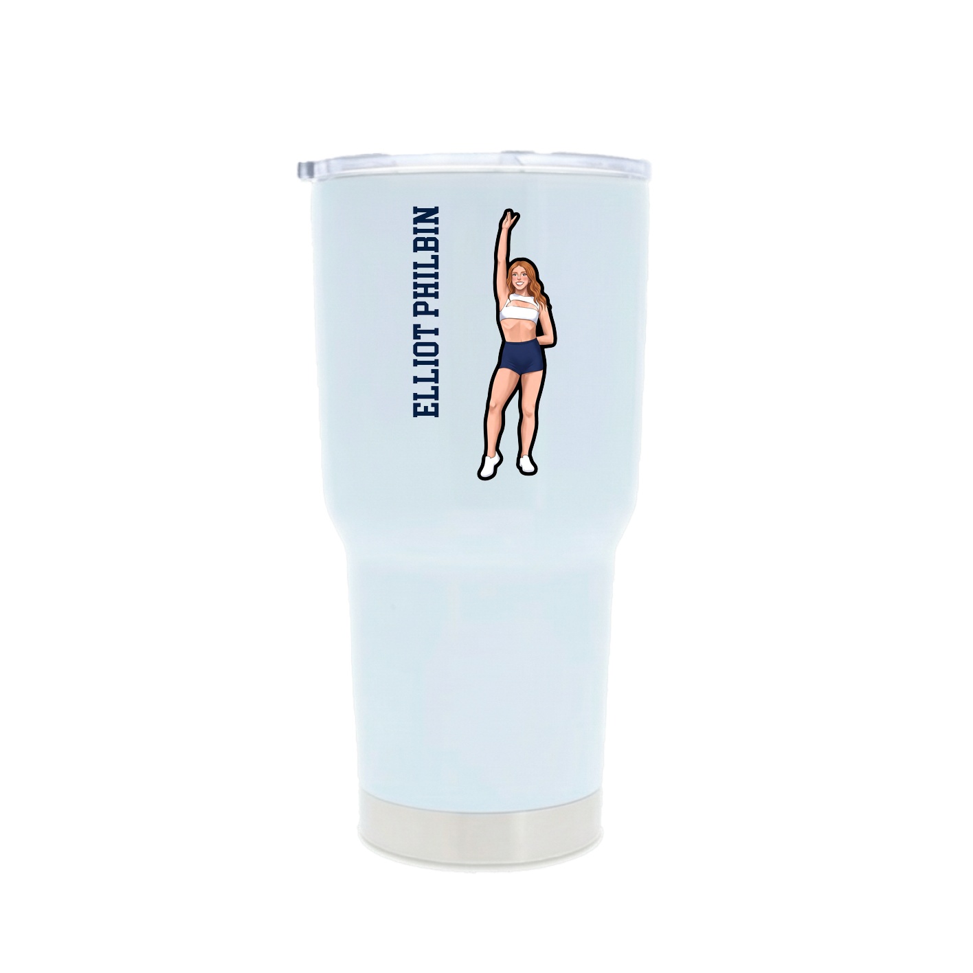 30oz Stainless Steel Tumbler — Name Vertical in White