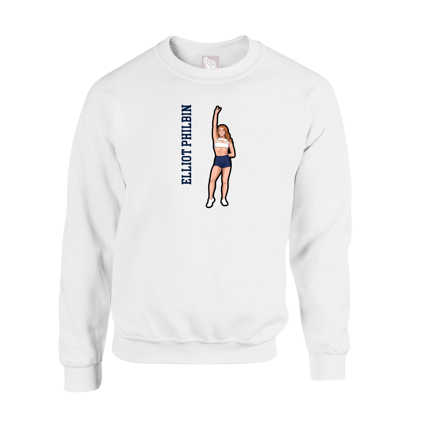 Fleece Crew — Name Vertical in White