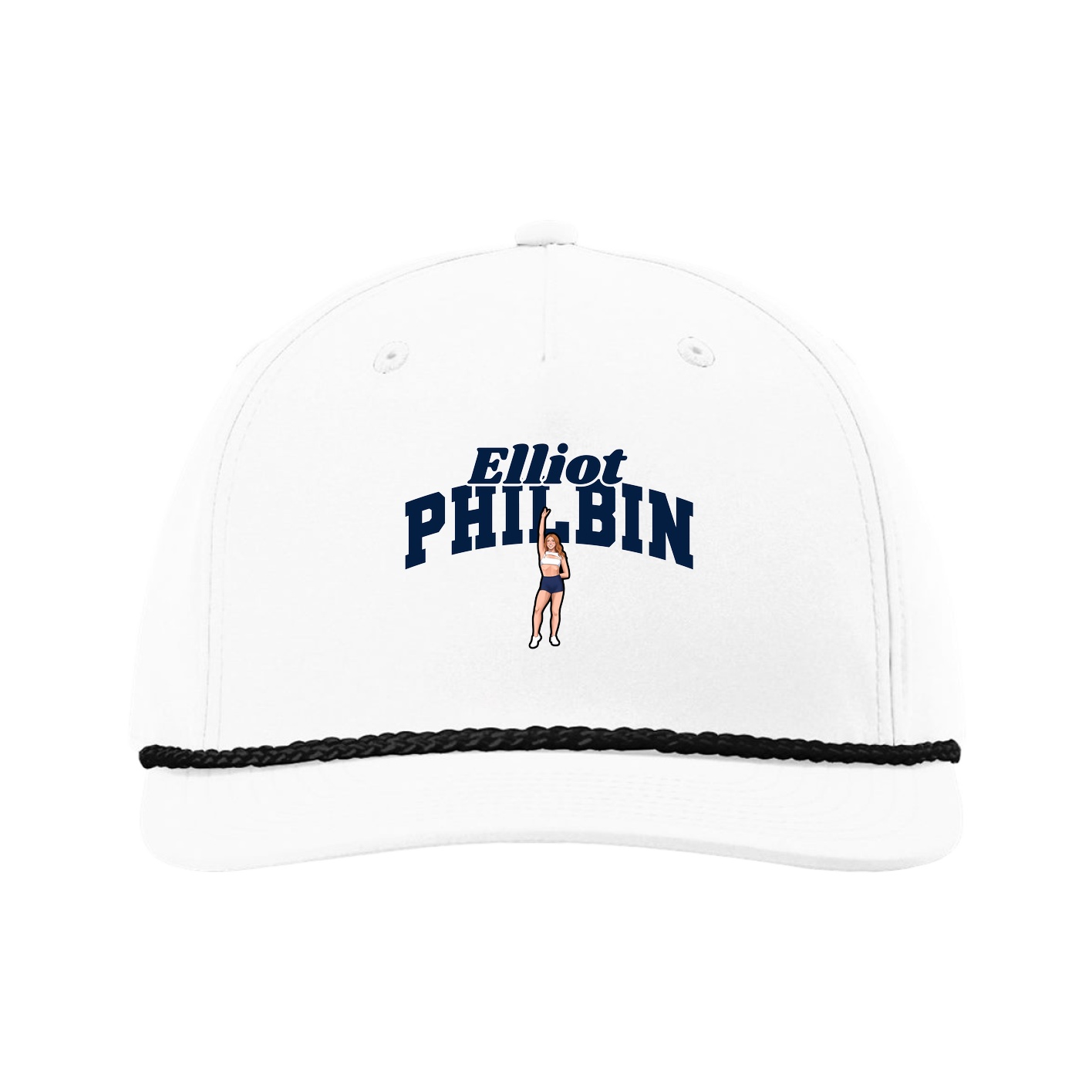 Five-Panel Classic Rope Cap — Signature Arch in White