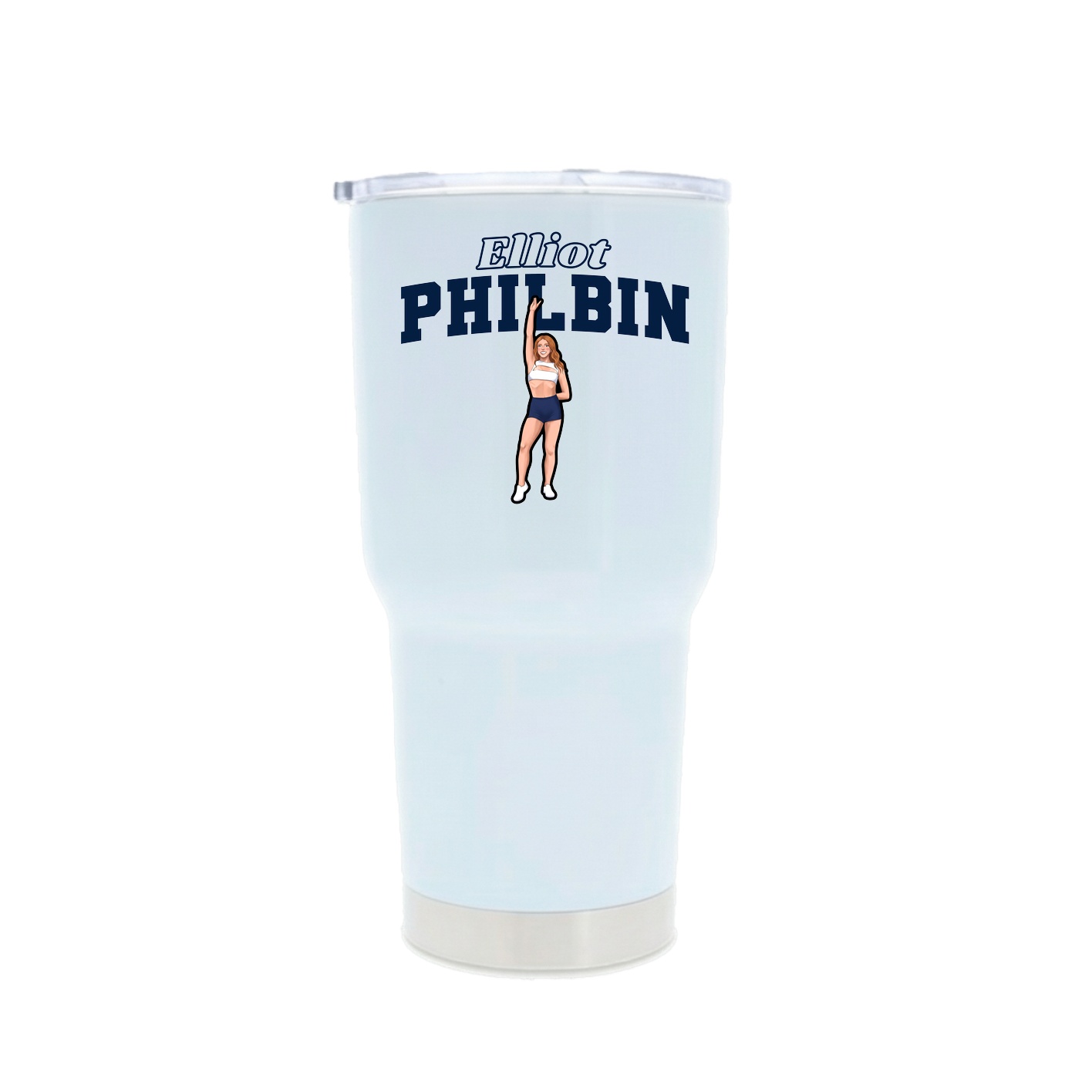 30oz Stainless Steel Tumbler — Name Arch in White
