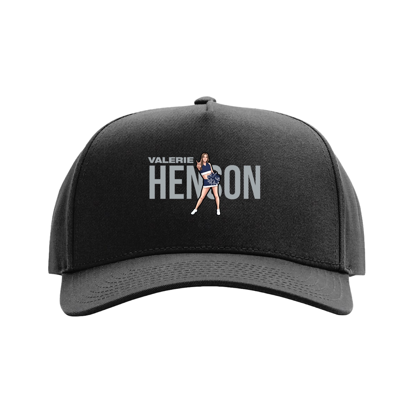 Full Fabric Five-Panel Champ Cap — Player Name in Black
