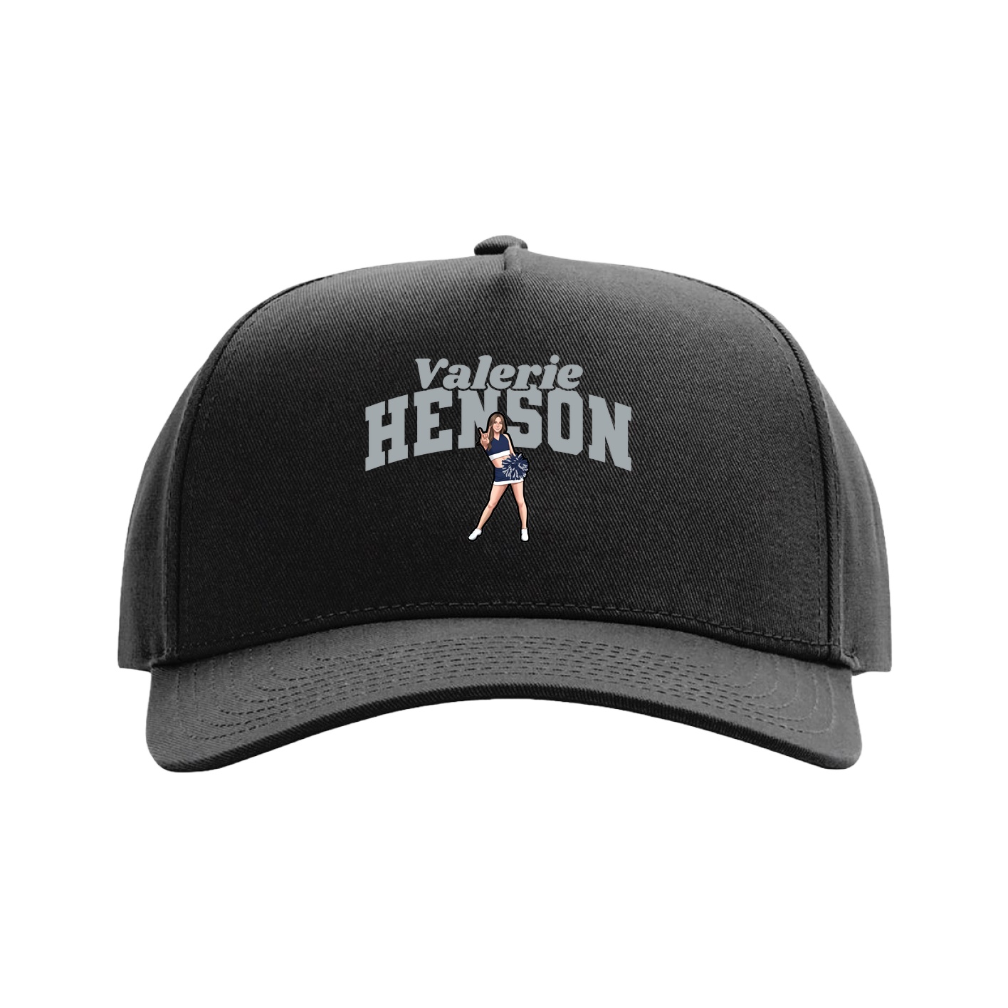Full Fabric Five-Panel Champ Cap — Signature Arch in Black