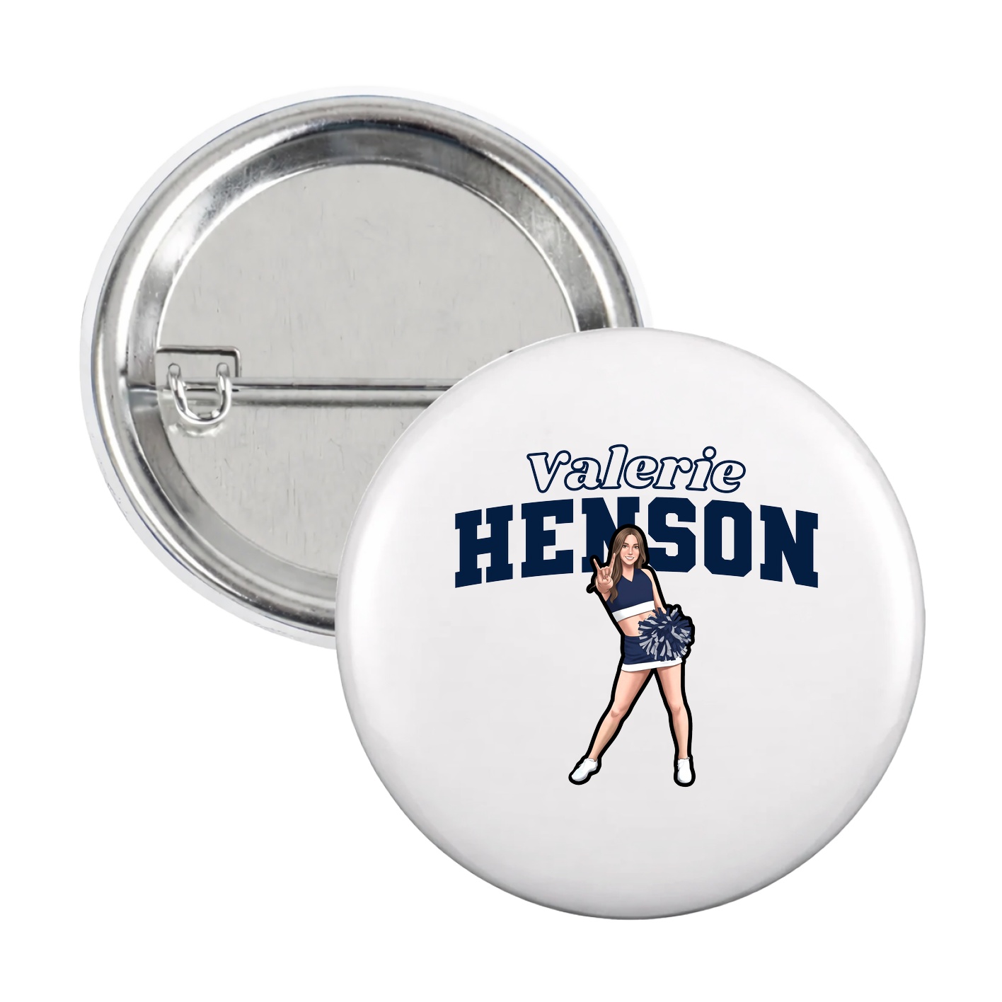 Game Day Button — Name Arch in White
