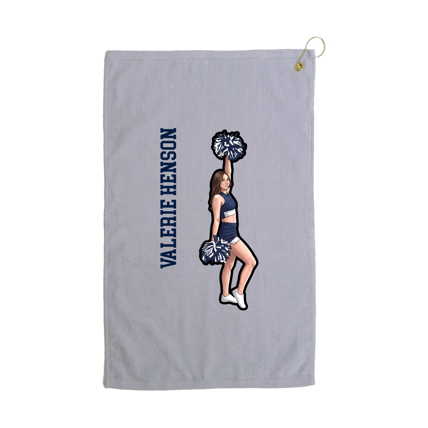 Golf Towel — Name Vertical in Grey