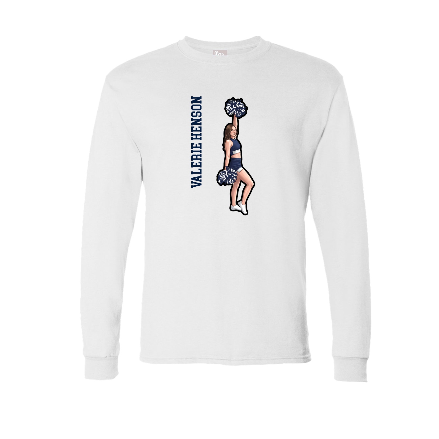 Long Sleeve Tee — Name Vertical in White