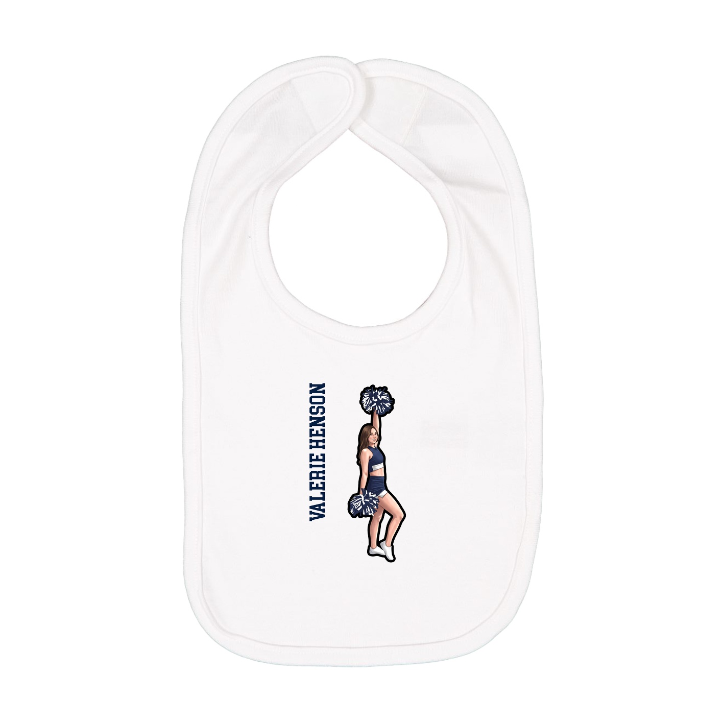 Infant Bib — Name Vertical in White
