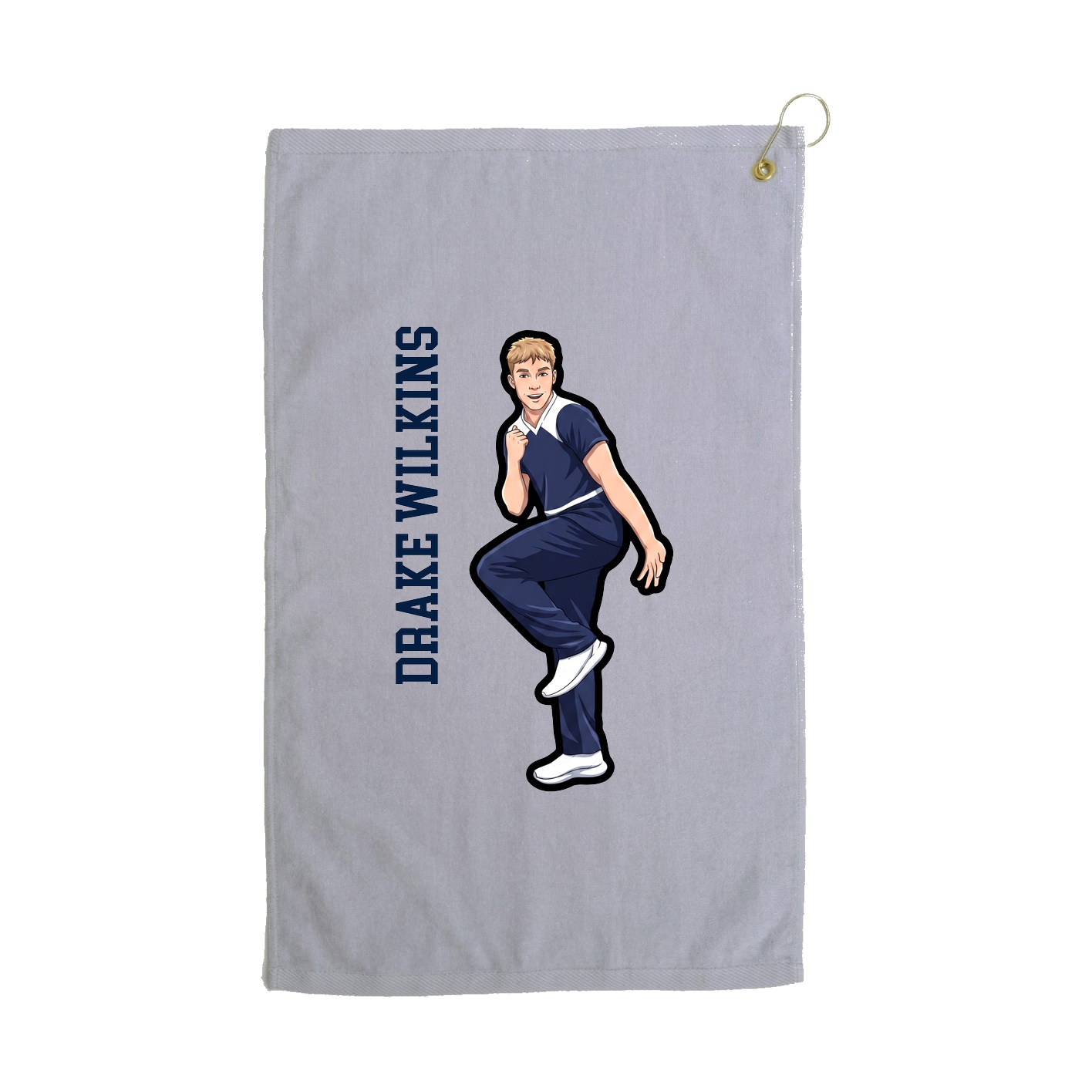 Golf Towel — Name Vertical in Grey