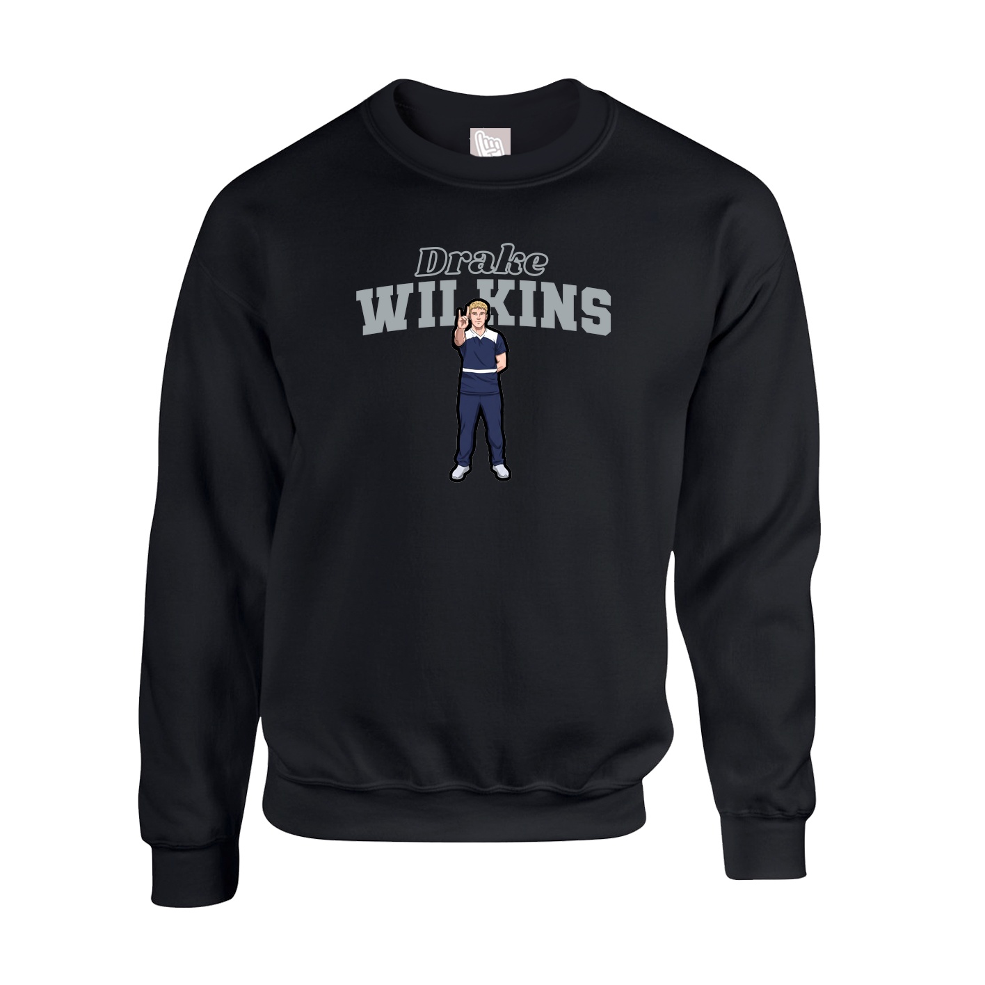 Fleece Crew — Name Arch in Black
