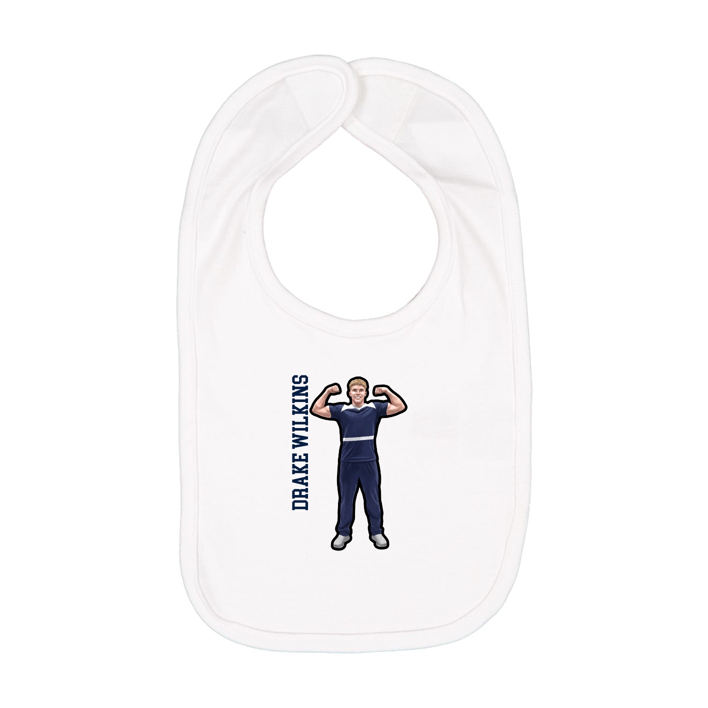 Infant Bib — Name Vertical in White