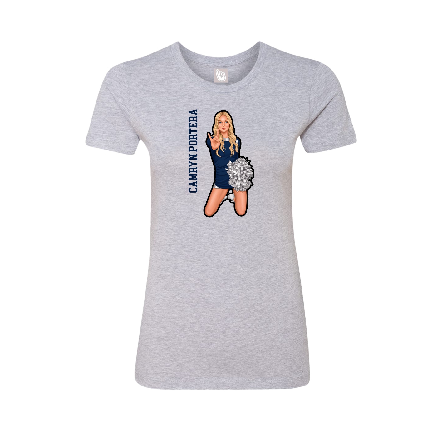 Fitted Women's Tee — Name Vertical in Grey