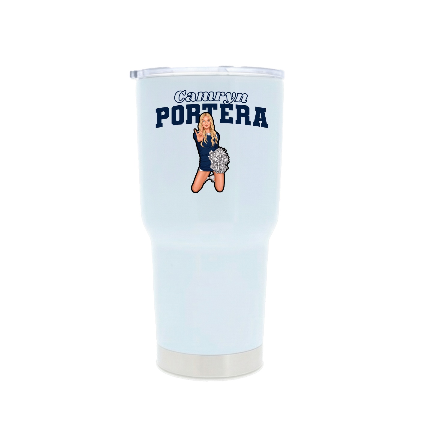 30oz Stainless Steel Tumbler — Name Arch in White