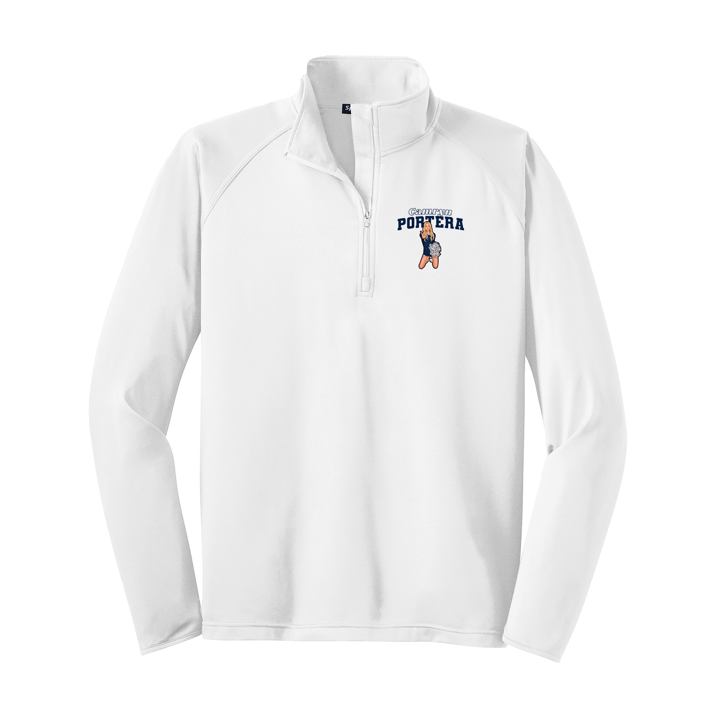 Q-Zip Pullover — Name Arch in White