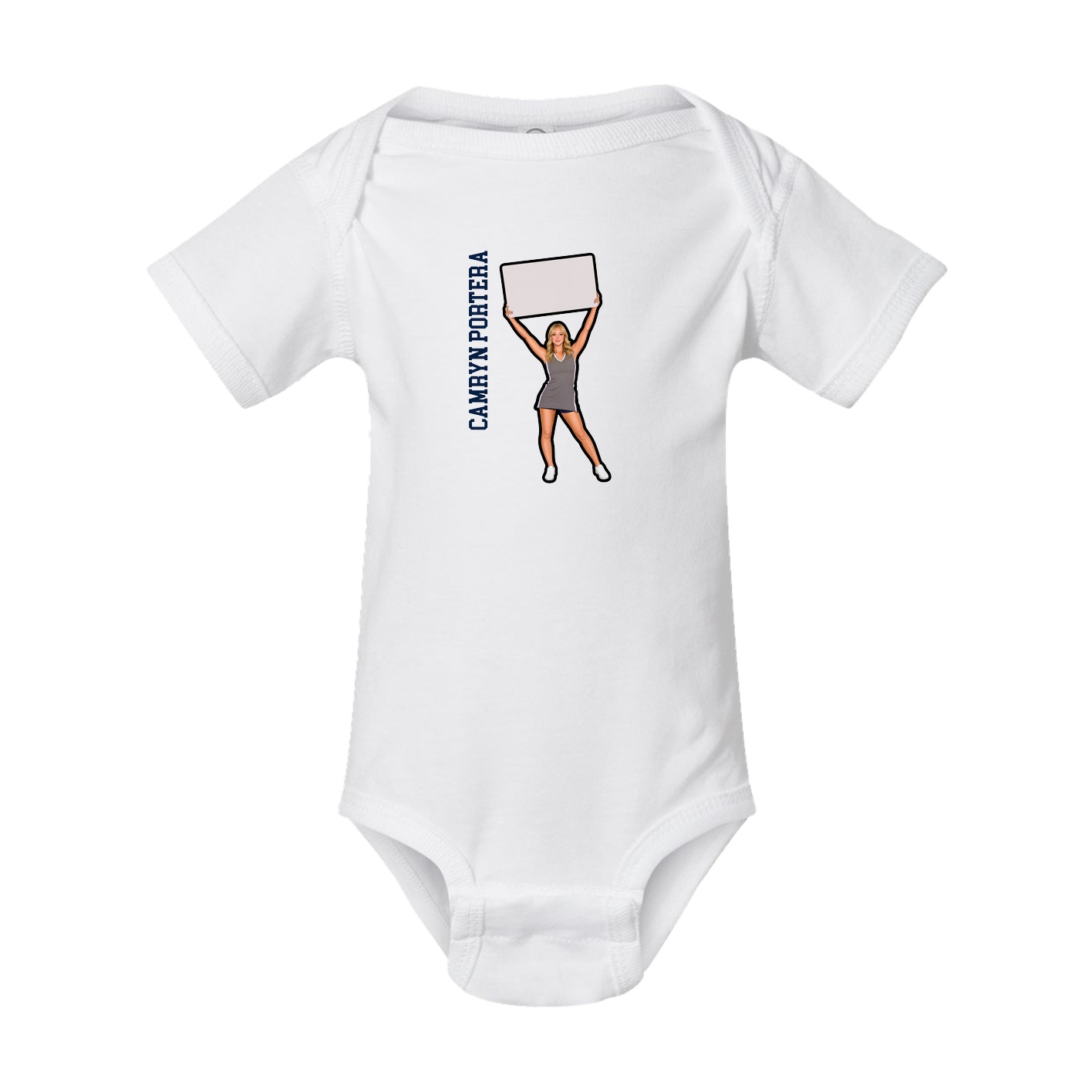 Baby Onesie — Name Vertical in White