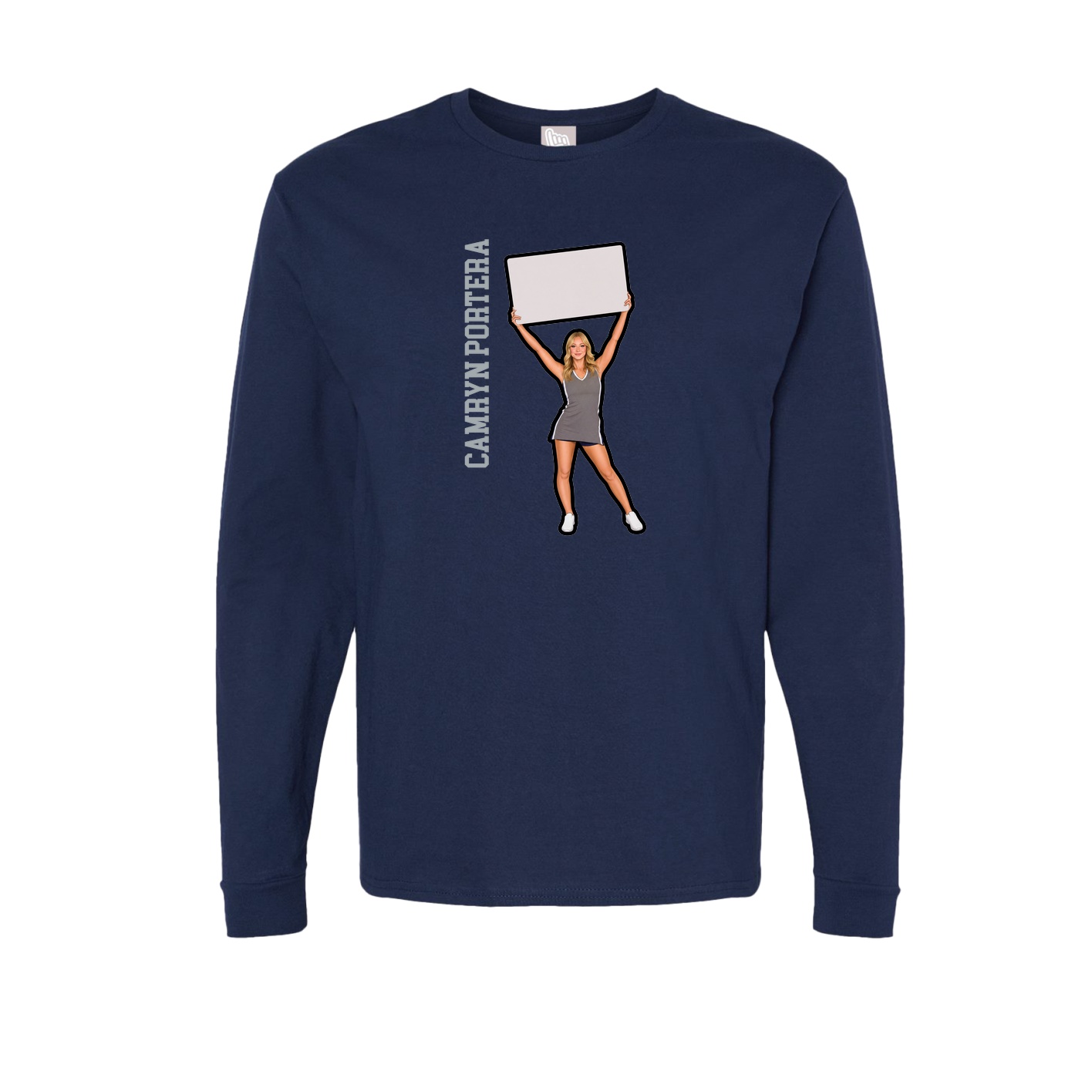 Long Sleeve Tee — Name Vertical in Navy