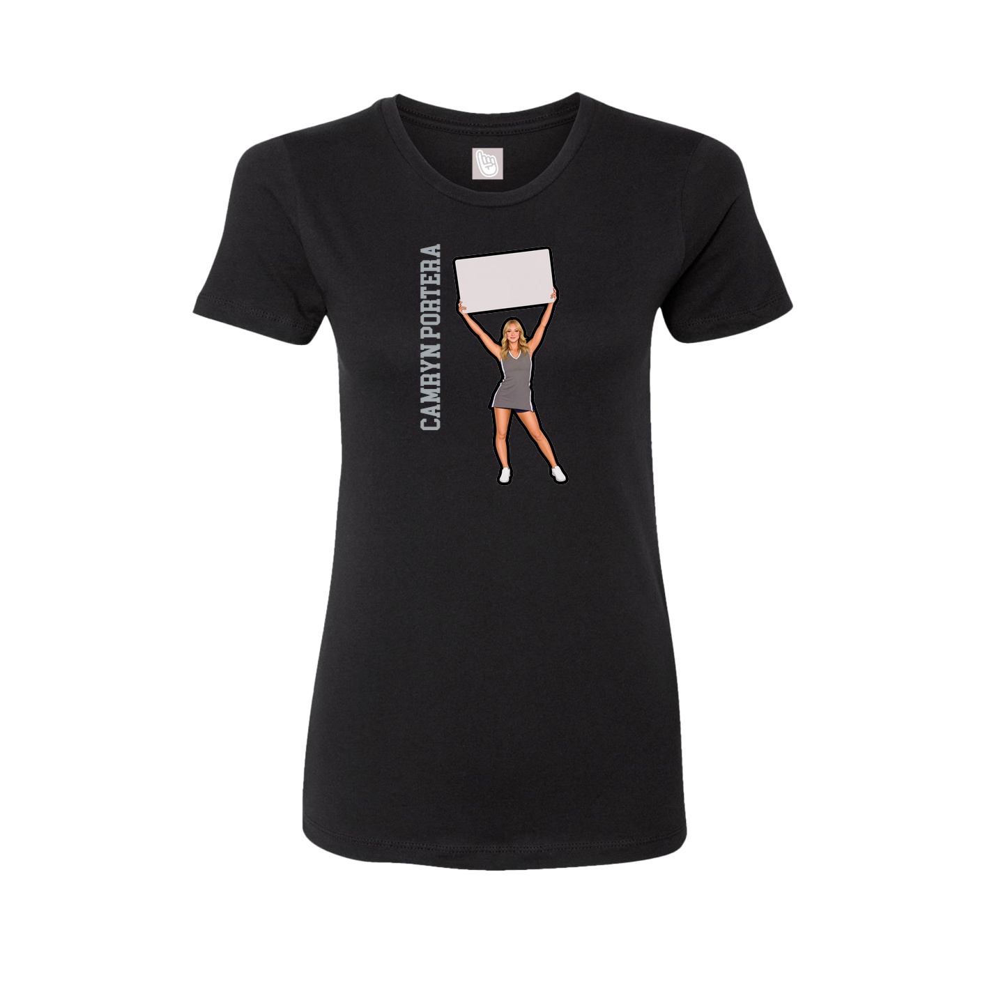 Fitted Women's Tee — Name Vertical in Black