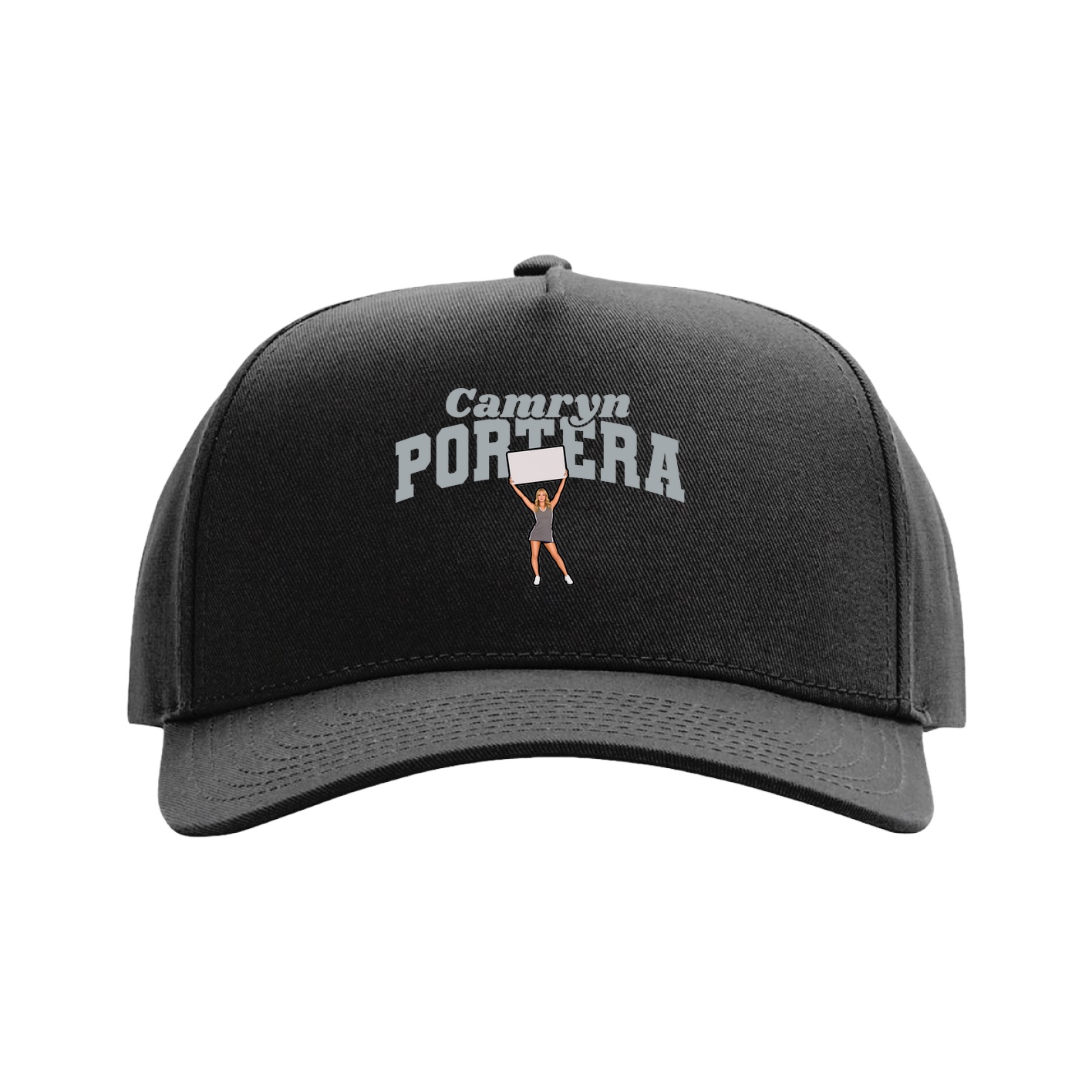 Full Fabric Five-Panel Champ Cap — Signature Arch in Black