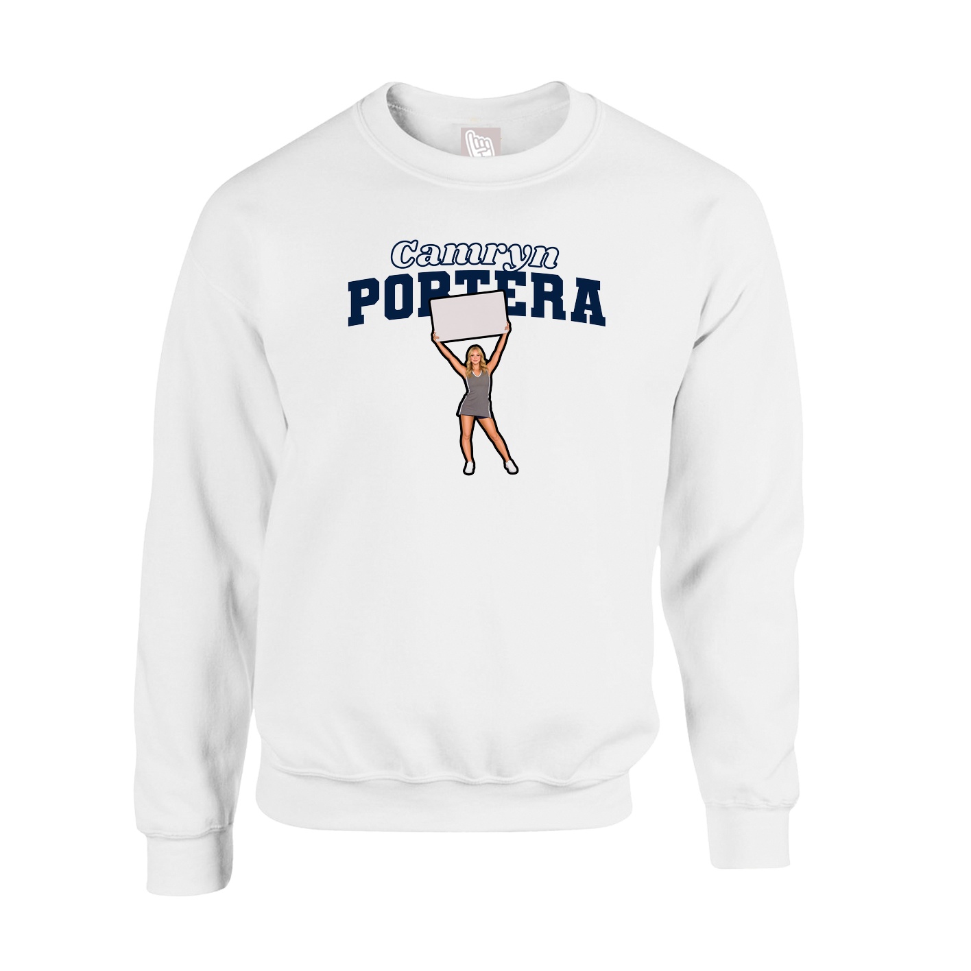 Fleece Crew — Name Arch in White