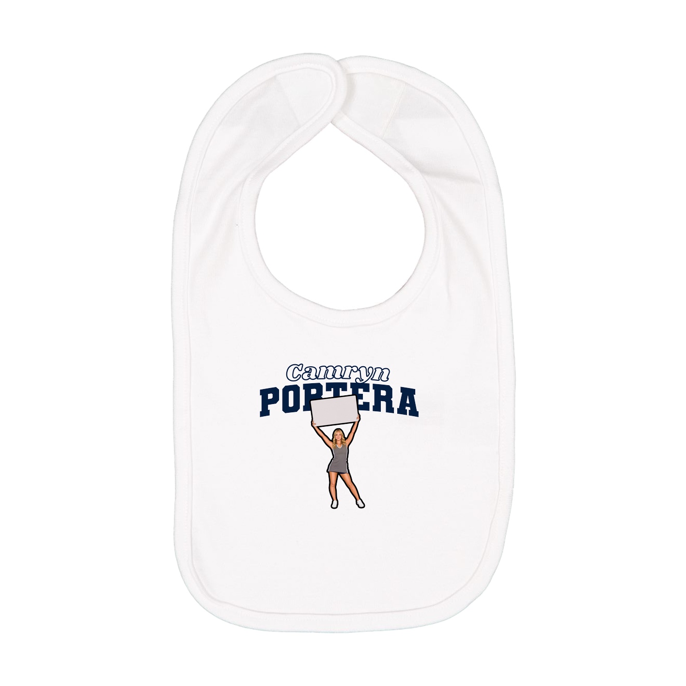 Infant Bib — Name Arch in White