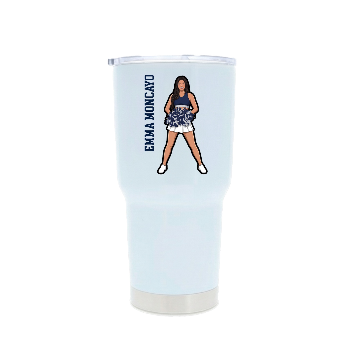 30oz Stainless Steel Tumbler — Name Vertical in White