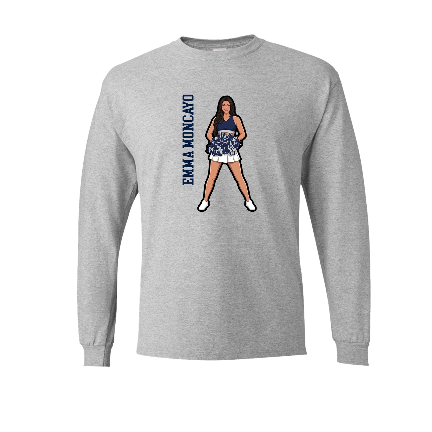 Long Sleeve Tee — Name Vertical in Grey