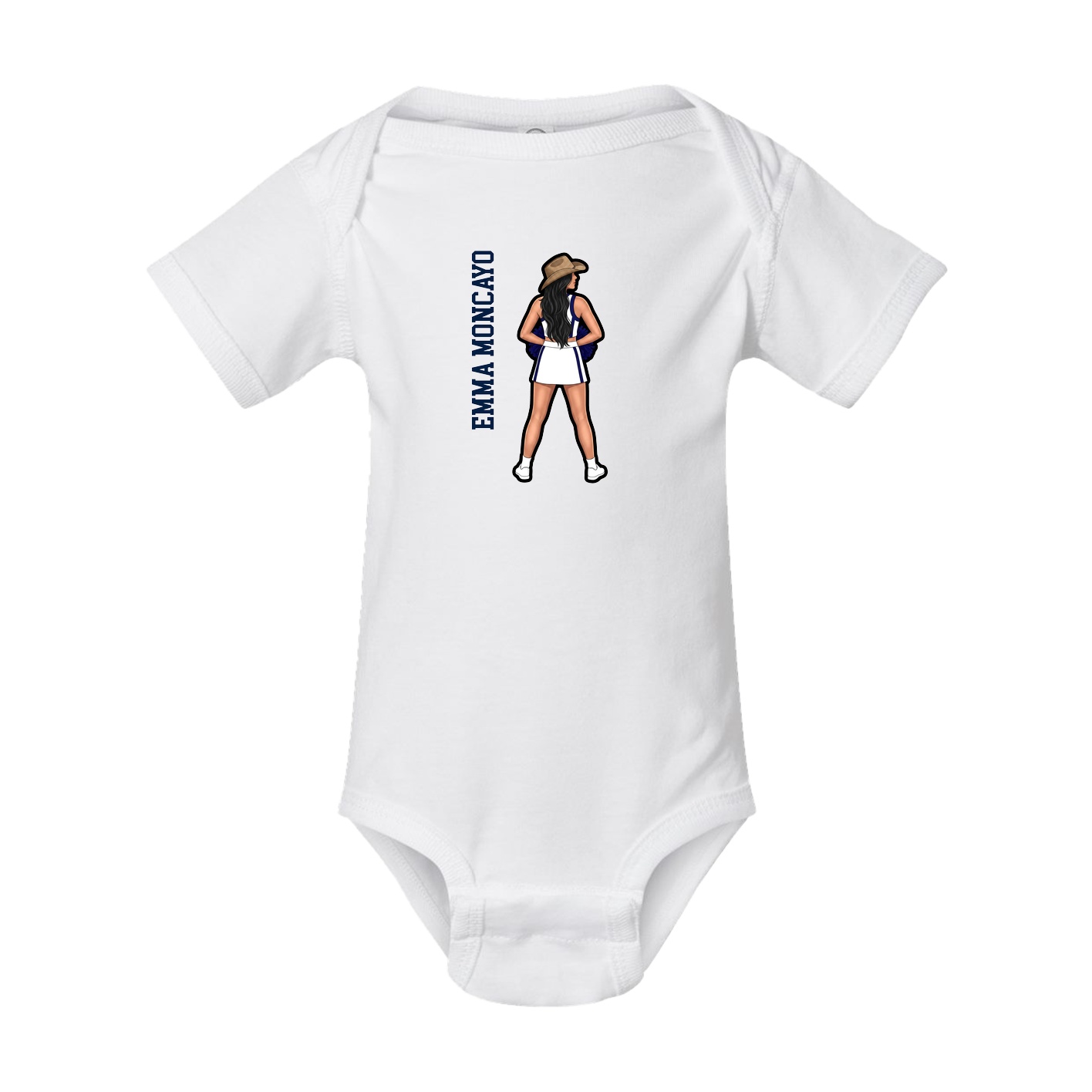 Baby Onesie — Name Vertical in White