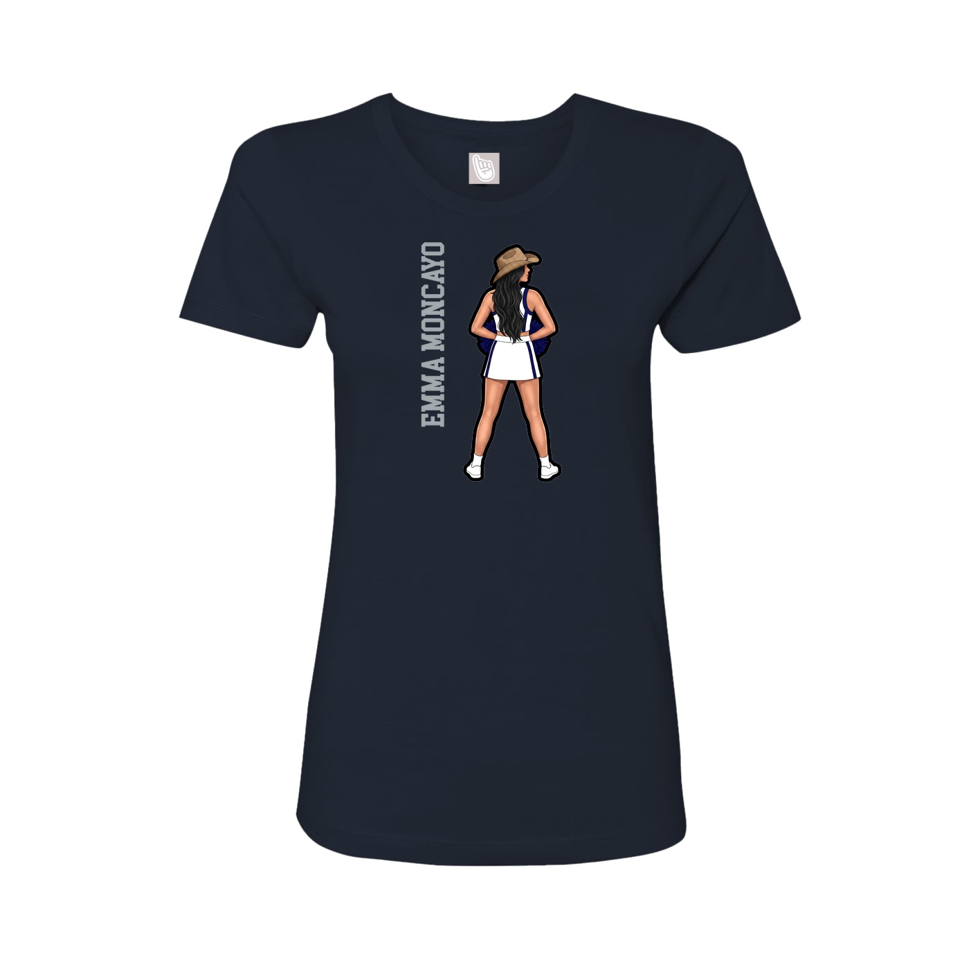 Fitted Women's Tee — Name Vertical in Navy