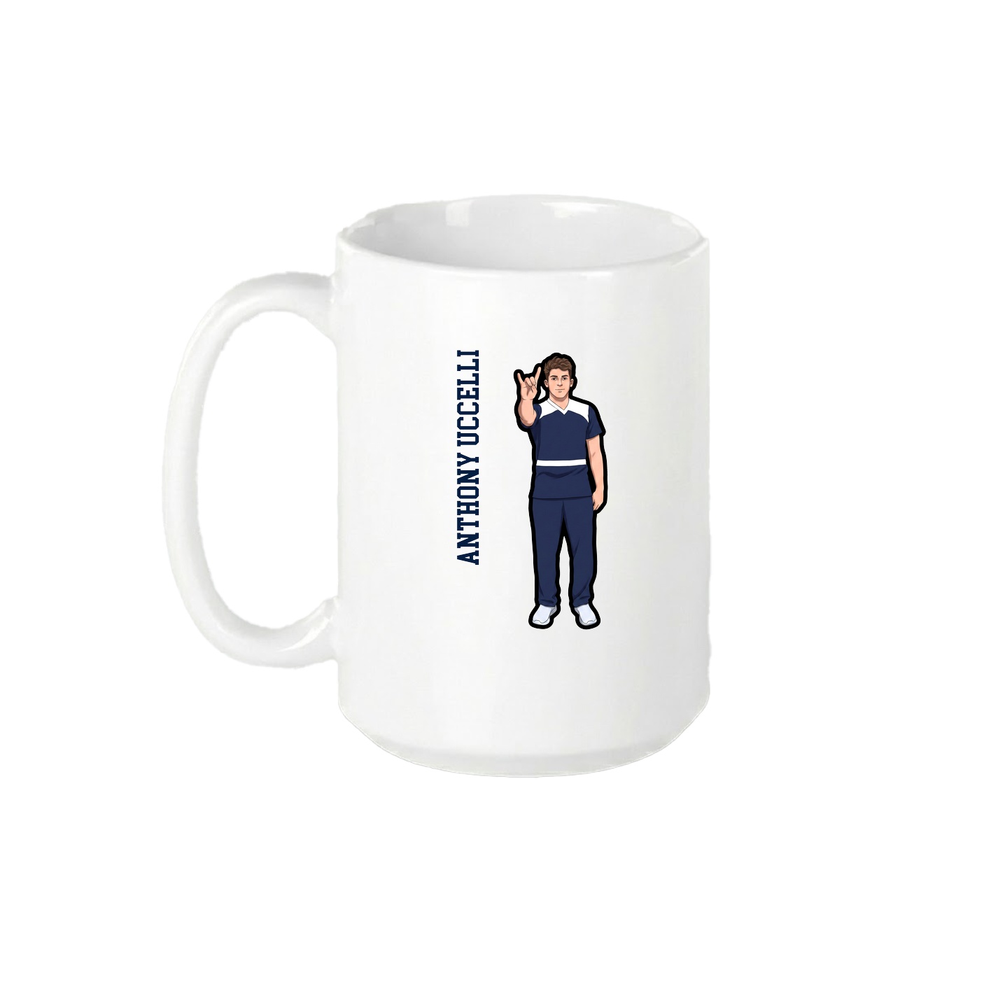 15oz Coffee Mug — Name Vertical in White