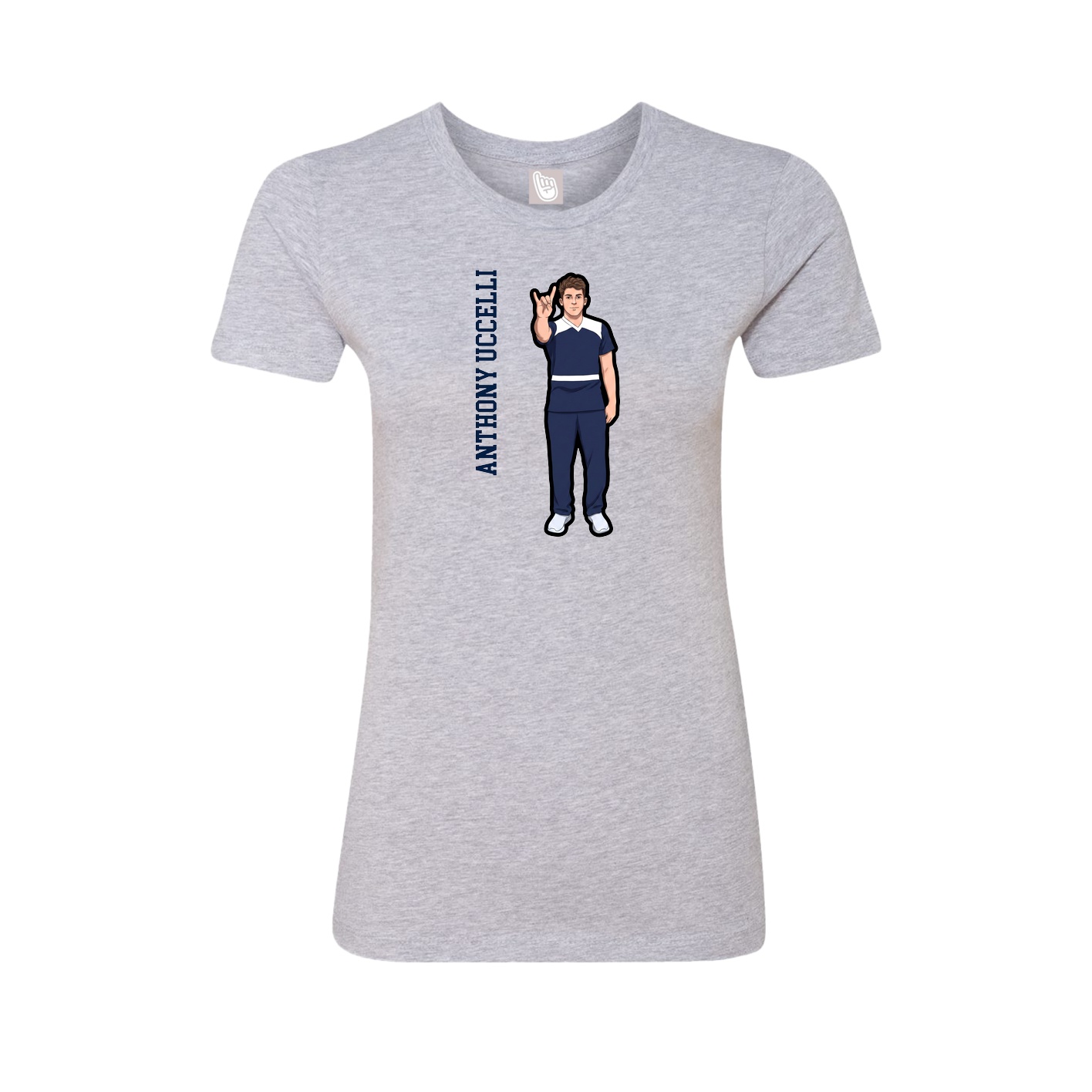 Fitted Women's Tee — Name Vertical in Grey