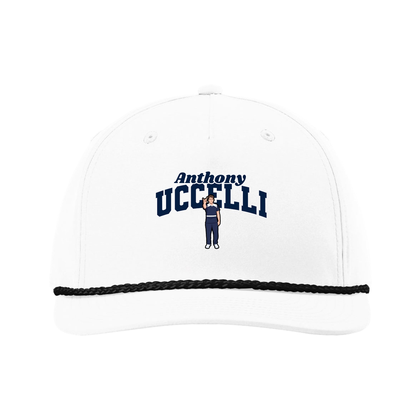 Five-Panel Classic Rope Cap — Signature Arch in White