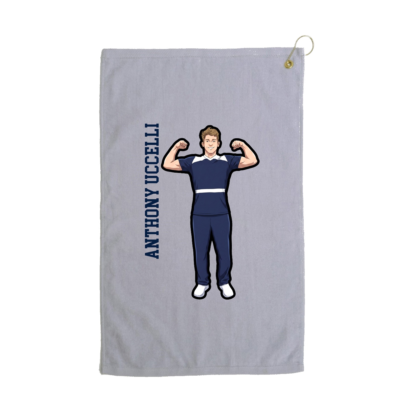 Golf Towel — Name Vertical in Grey