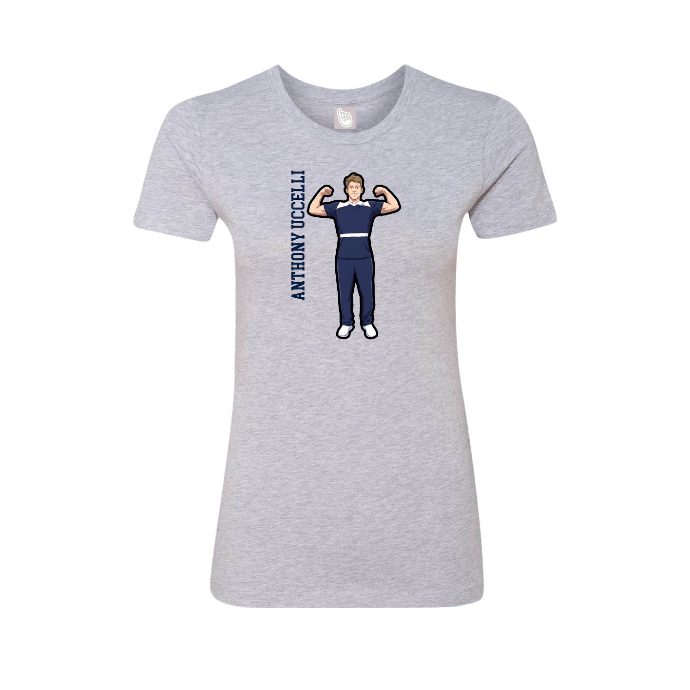 Fitted Women's Tee — Name Vertical in Grey