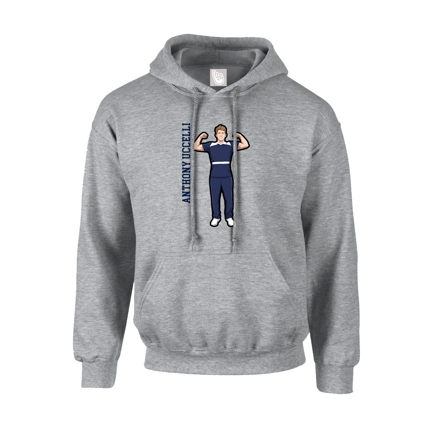 Youth Hoodie — Name Vertical in Grey